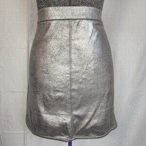 Highline Collective Faux Suede Short Skirt Metallic Silver Size XS NWT